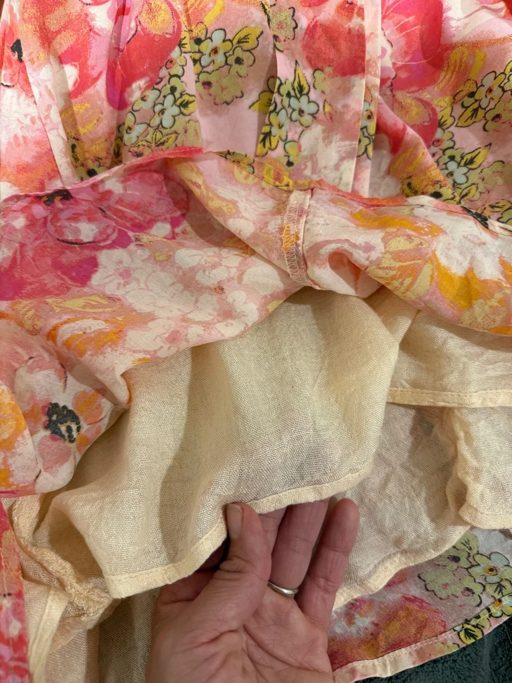 Free People Floral V-Neck Pink Belted Women's Dress